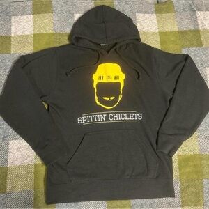 Spittin Chiclets Bauer Hoodie Black Sweatshirt Barstool Sports Hockey Mens Large